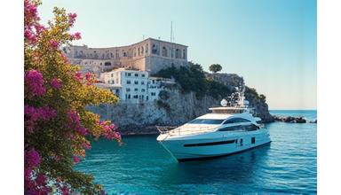 Luxury yacht sailing in the Mediterranean Sea